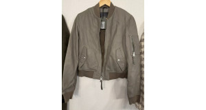 ALL SAINTS leather jacket Avalon Bomber Pistachio Green women Size 12 Bargain