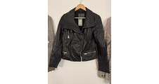all saints leather jacket women’s Bales Biker WL116E 197364 Size 12 New Black
