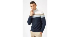 Burton mens striped jumper grey white brown blue lightweight long sleeve Large