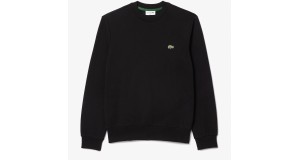 Lacoste Mens Organic Cotton Fleece Crew Neck Sweatshirt /Black / RRP £109