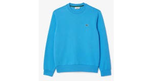 Lacoste Mens Organic Cotton Fleece Crew Neck Sweatshirt / Blue / RRP £109