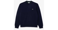 Lacoste Mens Organic Cotton Fleece Crew Neck Sweatshirt / Navy Blue / RRP £109