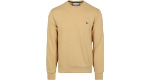 Lacoste Mens Organic Cotton Fleece Crew Neck Sweatshirt / Beige / RRP £109