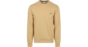 Lacoste Mens Organic Cotton Fleece Crew Neck Sweatshirt Beige RP£109 SIZE MEDIUM