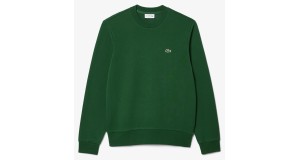Lacoste Mens Organic Cotton Fleece Crew Neck Sweatshirt GREEN RP £109 SIZE SMALL